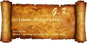 Goldman Krisztofer névjegykártya
